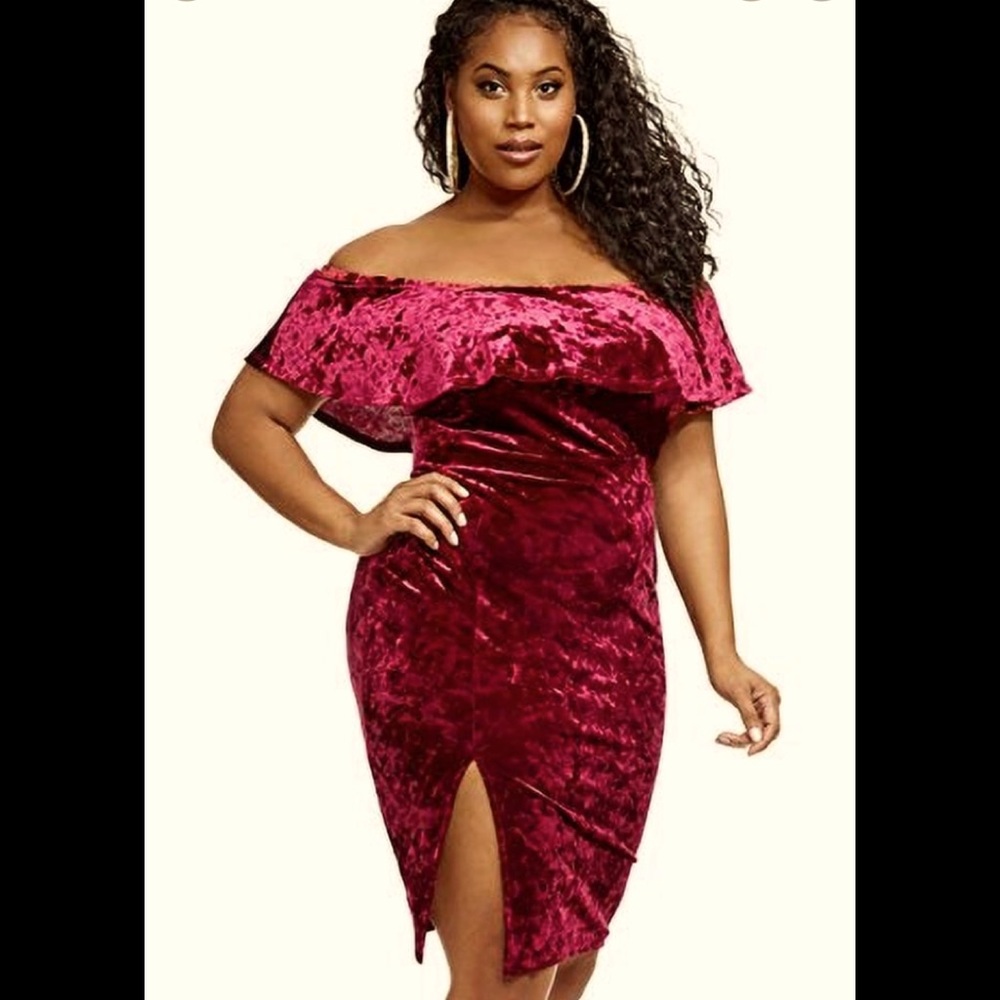 Burgundy Off the Shoulder Dress